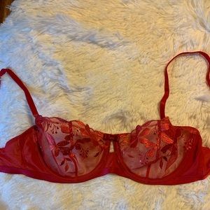 Red lace bra